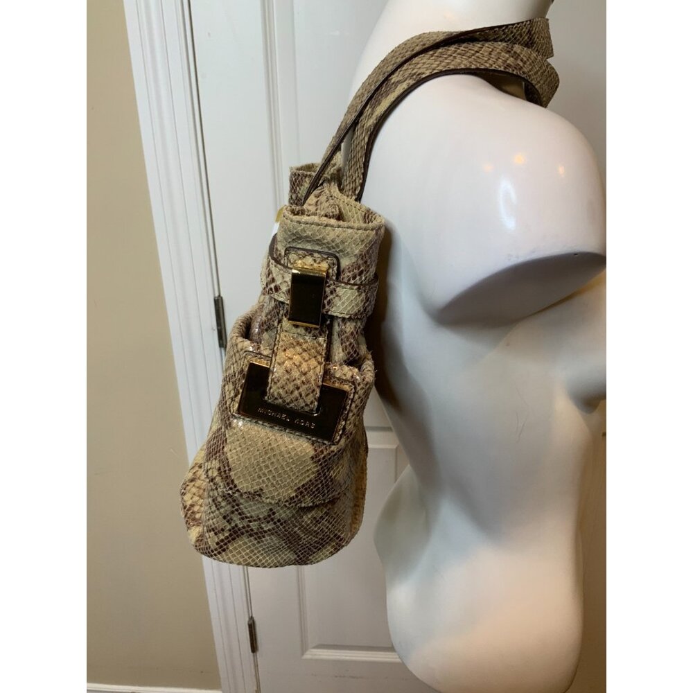 Michael Kors Tan Brown Python Pattern Leather Lar… - image 4